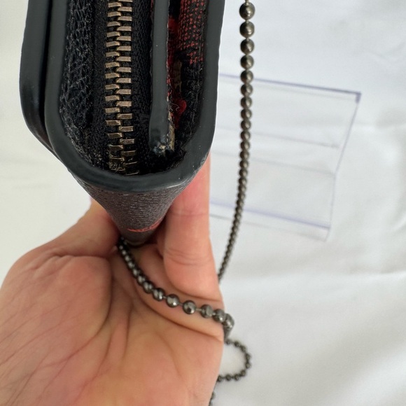 Coach Slim Envelope Wallet On Chain In Floral Print Leather Gunmetal Hardware - Picture 11 of 14